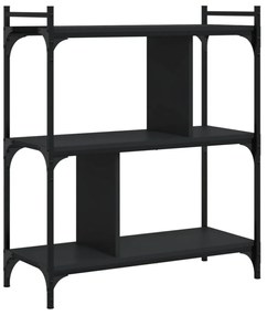 3 szintes fekete szerelt fa könyvespolc 76 x 32 x 88 cm