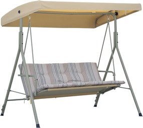 Outsunny 3 személyes kertihinta acél vázzal és állítható napernyővel, párnázott párnák és karfák, 172x110x156 cm | Aosom