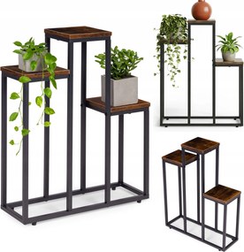 ModernHome ME-ATS16 Virágtartó állvány 67 cm, 3 polc, sötét fa