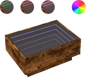 vidaXL füstös tölgy szerelt fa dohányzóasztal LED-del 70 x 50 x 30 cm