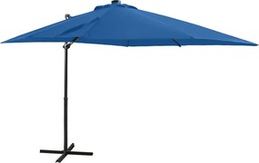 vidaXL azúrkék konzolos napernyő rúddal és LED-fényekkel 250 cm