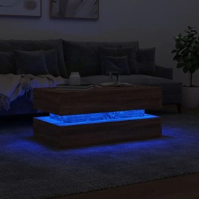 barna tölgyszínű dohányzóasztal LED-lámpákkal 90x50x40 cm