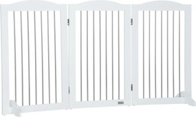 PawHut Kutyaakadály, Ajtóvédő, Összecsukható Kutyaajtó Állvánnyal, 3 Panel, Lépcsőakadály Lépcsőkhöz, Folyosóra, Fehér, 154 x 30 x 80 cm | Aosom