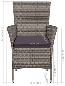 szürke polyrattan kültéri szék zsámollyal és párnákkal
