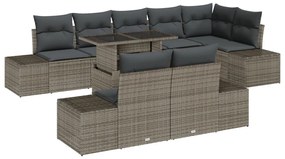 vidaXL 9 részes kertibútor szett párnákkal, szürke poli rattan
