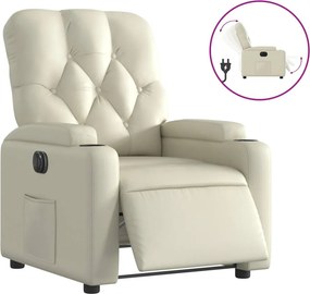 vidaXL krémszínű műbőr elektromos dönthető fotel