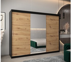 Ruhásszekrény 250 cm Toki 1 (matt fekete + artisan tölgy). 1064949
