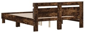 füstös tölgy színű ágykeret fejtámlával és LED-del 140x190 cm