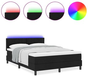 Box Spring Ágy Matraccal &amp; LED Fekete 140x190 cm Szövet