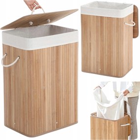 Bambusz szennyestartó kosár Összecsukható szennyestartó fedéllel 72 L zsák
