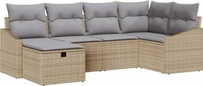 vidaXL Kanapé Szett párnával 6 pcs Beige és Világosszürke polirattan