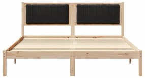 Ágykeret Kárpitozott Fejtámlával Fekete 150 x 200 cm