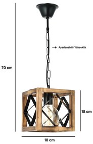 Zikzak Rustik fenyőfa függőlámpa