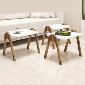 Dohányzóasztal (3 részes) Paris - Walnut, White
