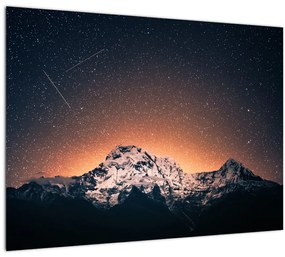 A csillagos ég, a hegyekkel képe (üvegen) (70x50 cm)