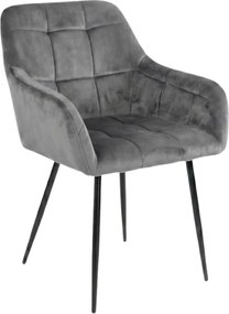 Szürke LOREN VELVET étkezőfotel fekete lábakkal