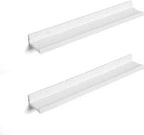 3 darabos lebegő polc szett magasfényű bevonattal, fehér 60x10x5cm
