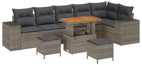 vidaXL Kerti Kanapé Szett párnával tárolóval párnával 9 pcs Szürke