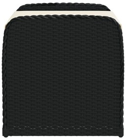 fekete polyrattan tárolópad párnával 80 x 51 x 52 cm