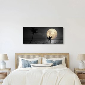 Kép - A strand a telihold alatt szürke tónusokkal (120x50 cm)