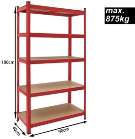 monzana® Polc 180x90x40 cm - piros
