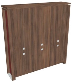 Verno+ S magas szekrény 200 x 46 x 210 cm, dió / piros