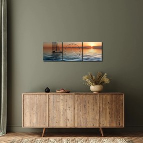 Kép - Vitorlás hajók a tengeren (órával) (90x30 cm)
