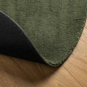 HUARTE erdőzöld rövid szálú puha és mosható szőnyeg Ø 100 cm