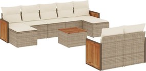 vidaXL 10 részes bézs polyrattan kerti ülőgarnitúra párnával