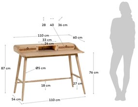 Nalu íróasztal, 60 x 110 cm - Kave Home