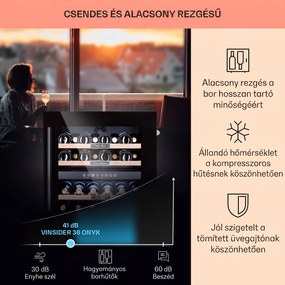 Klarstein Vinsider 36 Onyx Edition, borhűtő, 85 liter, 5 - 22 °C, 2 zóna