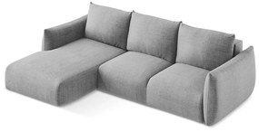 Világosszürke kinyitható sarokkanapé (bal oldali-heverő résszel) Leila – Makamii