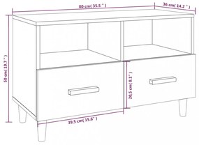 fehér magasfényű szerelt fa TV-szekrény 80x36x50 cm