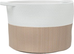 vidaXL barna-fehér pamut szennyeskosár Ø55 x 36 cm