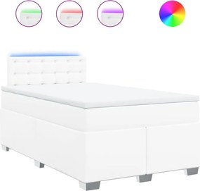vidaXL fehér műbőr rugós ágy matraccal 120 x 200 cm