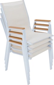Kerti rakásolható szék, fehér acél/tölgy, BONTO