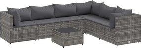 vidaXL 7 részes szürke polyrattan kerti ülőgarnitúra párnákkal