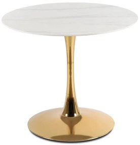 SANDER 90 cm-es étkezőasztal fehér/arany színben