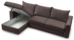 Barna kordbársony kinyitható sarokkanapé (variálható) Augustin – Bobochic Paris