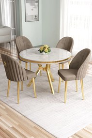 Mos étkezőgarnitúra, fehér márvány-arany, 90 cm – TR240CHR2919