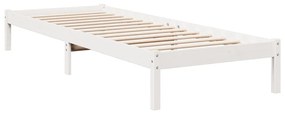 fehér tömör fenyő extra hosszú ágykeret matrac nélkül 80x220 cm