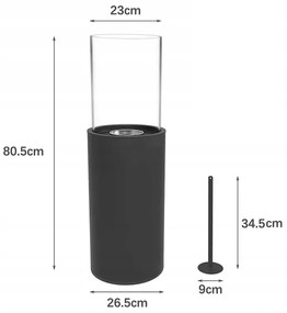 Bio kandalló ROMA 26,5x80,5 cm 2kW fekete + védőfedél