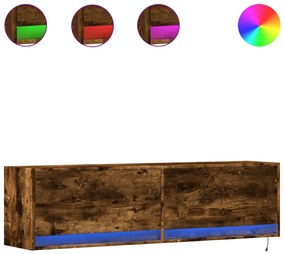 füstös tölgy színű fali TV-szekrény LED-ekkel 140 x 31 x 38 cm