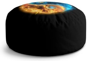 Circle zsámoly lángoló jin és jang, fekete