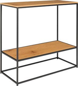 Konzolasztal 2 polccal, tölgyhatású, 80x36x80cm