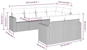 7 részes barna polyrattan kerti ülőgarnitúra párnákkal