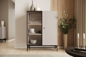 Lorini vitrin 100 cm - kasmír / fekete fogantyú / fém lábak