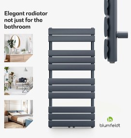 Blumfeldt Fairmont, 50 x 107, radiátor, 509 W, meleg víz, 4 törölközőtartó, 1/2"