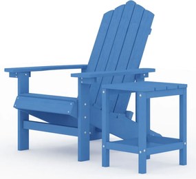 vidaXL vízkék HDPE kerti adirondack szék asztallal