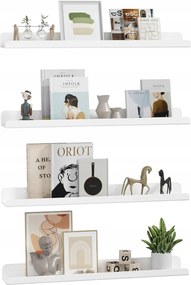 Lifewit 4db-os Lebegő Fali Polc Szett 61cm Fehér Modern Könyvespolc